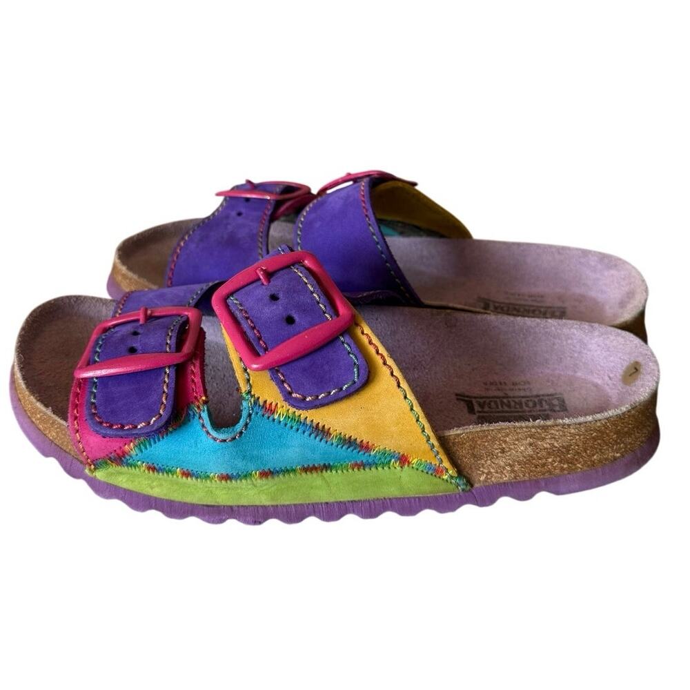Bjorndal Sz 7 Orthopedic Colorful Rainbow Color Block Sandals Boho
Festival GUC